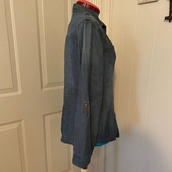 Coupe 100% Cotton Snap down Long-sleeved Top Women Size L - Picture 6 of 10